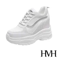 在飛比找momo購物網優惠-【HMH】時尚金蔥線條拼接滴塑造型厚底內增高休閒鞋(銀)