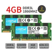 Crucial 8GB 2x 4GB DDR3L 1866MHz PC3L-14900S 1.35V SODIMM Laptop Memory SDRAM BT
