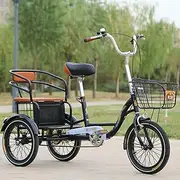 3 Wheels Adult Tricycle with Rear Seat 3 Wheel Bicycle for Parents to Pick Up & Drop Off Children Load 200KG Cycling