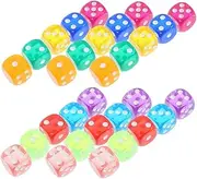 Kisangel 100pcs Transparent Multi Sided Dices Rounded Corner Dice for Board Games Fun Party Props Lightweight Acrylic Dices for Math Games and Gatherings