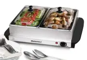 Elite Gourmet 5 Quart Dual Buffet Server Food Warmer with Temperature Control