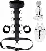Bondage Collar Neck to Wrist Adjustable Bondage Gear Behind Back Handcuffs Harness BDSM Bondage Restraints Fetish SM Slave Collar Fetish Slave Blindfold Accessories Sex Toys Cosplay, Couples Adult Sex Toy