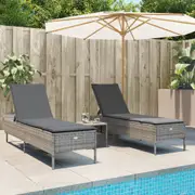 Sun Loungers with Cushions Chaise Lounge Daybed Garden 2 pcs Poly Rattan vidaXL