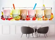 3D Pearl Tea G204 Bubble Tea Milk Tea Shop Wallpaper Wall Murals Self-adhesive