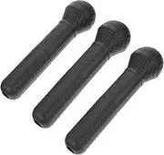 JUMPLAWN 3Pcs Realistic Imitation Microphone for Pretend Play Mic Props for Stage Costume Parties Karaoke Fun and Imaginative Play Activities
