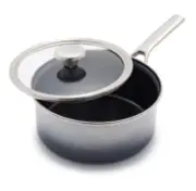 Merten & Storck Steel Core Enameled Cookware 2.5 QT Saucepan + Lid Cloud Grey