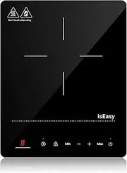 IsEasy Induction Hob 1 Plate, Single Induction Hob 2100 W, 28 cm Hot Plate, Portable Induction Hob with Child Lock, 9 Heat Settings, 8 Hour Timer, Max/Min Function, Black