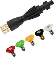 [PWACCS] Pressure Washer Gun Adapter Kit – Power Fittings with 1/4'' Quick Connect Socket 5 Spray Nozzles Include Compatible Ryobi, Powerclean, Portland and Husky Black