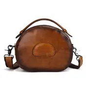Women Vintage PU Leather Handbag Hand Brush Crossbody Bag Shoulder Bag