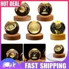 Crystal Ball Lamp Night Lights with Wood Base Luminous Crystal Ball Table Lamp