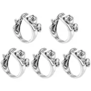 5pcs Woolen Yarn Knitted Knitting Crochet Rings Metal Crochet