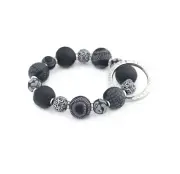 NEW JILZARAH Handmade Clay Beads BLACK MIDNIGHT PALM 15mm SMALL Wrist Keychain