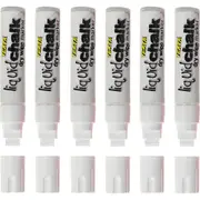Texta Liquid Chalk Marker Jumbo Dry Wipe Thick 15mm Tip White Pack 6