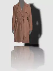 $750 Neiman Marcus Women's Brown Leather Suede Wrap Duster Coat Jacket Size XS