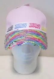 NWT Juicy Couture Kids Girls Sequin Adjustable Baseball Hat Pink MSRP$24