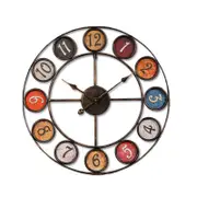 Stylish Personality Creative Iron Clock Retro Wall Clock Living Room Study Wall Clock-60CM