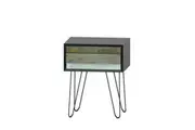 Foret Bedside Table Side Tables Drawers Nightstand Bedroom Storage Cabinet Wood Black Rustic