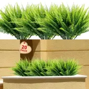 20 Artificial Ferns UV-Proof Shrub Plants Plastic Green Plants for Indoor and...