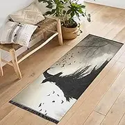 QGBYMX Gothic Witch Crow Washable Runner Rug 2’ x 6’ Non Slip Kitchen Runner Rug for Hallways Entryway Patio Living Room Floor Carpet Runner- Soft Thin Mat for Family Pet