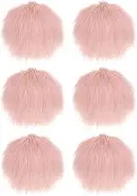uxcell 6-Pack Faux Fur Pom Poms, 1.2 Inch/ 3.9 cm Soft Fluffy Pompoms Balls with Elastic Loop for Hats/Bags/Keychains/Knitting Accessories/DIY Crafts [Pink]