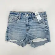 American Eagle AE High Rise Shortie Next Level Stretch Light Bright Indigo 26