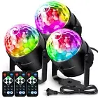 3-Pack DJ Disco Ball Lights Sound Activated Remote Control Stage Light