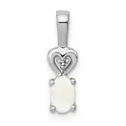 Sterling Silver Rhodium-Plated Created Opal & Diam. Pendant