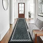 Rururug Carpet Runner for Hallway 80x300cm - Non-Slip Extra Long Washable Kitchen Rug, Heavy Duty Rubber Back Door Mat Indoor, Grey