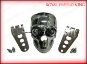Chopper Bobber Skull Headlight With Light In Eyes For Triumph BSA