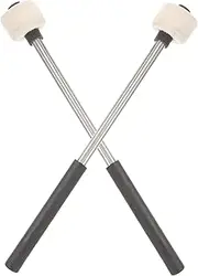 ERINGOGO 2pcs Stainless Steel Handle Drum Mallets with Felt Heads Durable Percussion Sticks for Drummers for Drum Kits Lightweight Design for Comfort
