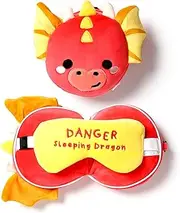 Relaxeazzz Adoramagics Dragon Round Plush Travel Pillow and Eye Mask