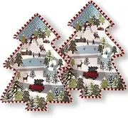 Viynran Christmas Tree-Shaped Melamine Serving Tray with Santa Stocking Snowman Pattern Tableware - Ideal for Displaying and Serving Holiday Cookies, Candy, and Festive Feasts at Parties (2 Pcs)