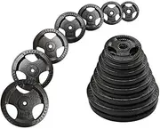 90kg Standard 26.5mm Triple Handle Cast Iron Weight Plate Set -Set 2: 10kg x 2;15kg x 2; 20kg x 2