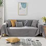 HANDONTIME Dual Waterproof Couch Covers, Sofa Covers, Couch Cushion Covers, Grey Water Resistant Couch Cover for Outdoor Pets Leakproof L Shaped Couch Cover for Dogs Kids, Non-Slip (Gray, 71"x 134")