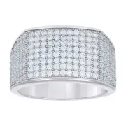 925 Sterling Silver Moissanite Men's Flat Top Pinky Ring 1.90 Ct | Sizes 8 to 10