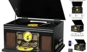Bluetooth Record Player 10 in 1, 3-Speed Turntable for Vinyl with Black