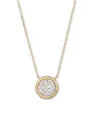 Pave Diamond Circle Pendant Necklace in 14K Yellow Gold, 0.35 ct. t. w.
