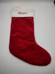 Pottery Barn Basic Christmas Stocking ~ 9" x 19.5" ~ "Olivier" Stitched
