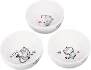 DINHEAROM Ceramic Cat Bowl Non Skid Kitten Food Water Dish Heavy Duty Design with Adorable Pattern for Indoor Cats Sturdy Base Prevents Tipping Sliding