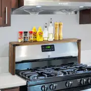 Brown Wood Over The Stove Spice Rack Organizer, 34 Inch Storage Organizer Shelf