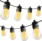 15M 15 Bulbs + 1 Spare LED Outdoor Lights, Christmas String Lights, Waterproof and Shatterproof Festoon Lights for Garden, Party, Camping