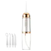 Cordless Water Flosser Pick for Teeth, Portable Electric Rechargeable Oral Irrigator for Home or Travelling with 3 Modes 4 Jets, Gold