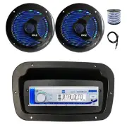 Dual Marine Radio,Spa Bezel,Adapter,Antenna,Wire,2x 6.5'' 150W LED Black Speaker