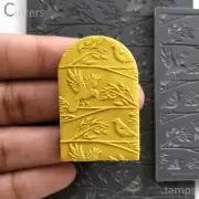 BIRDS ON BRANCH Texture Mat for Polymer clay | Flexible Texture Stamp |