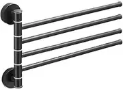 Towel Rack, Swivel Towel Rail Black 304 Stainless Steel Towel Bar Wall Mounted Towel Holder with Swing Rod for Bathroom Kitchen Toilet, Screw Installation WFJ
