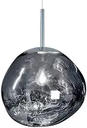 Glass Lava Irregular Pendant Lights, 15/20cm Modern Lava Chandelier, Melt Pendant Lamp with 150cm Adjustable Lanyard, Silver/Gold/Red Copper Mirror Hanging Light, for Bedroom, Hallway(Silver,Diameter2