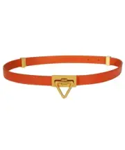 BOTTEGA VENETA Point Lock orange and gold tone triangle buckle leather belt 80