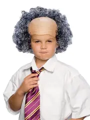Bald Wig With Grey Curly Sides - Child Size