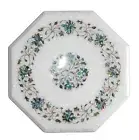 16" Octagon Marble Coffee Table Top Abalone Shell Inlay Hallway Side Table Decor