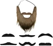 7PCS Mustaches Self Adhesive Fake Beard - Costume Party Accessory for Adults Black, Black, One Size